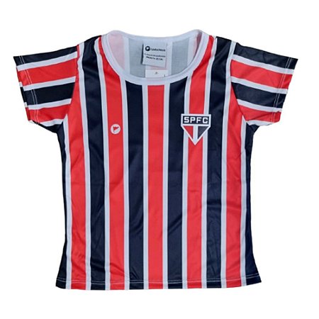 Camisa Bebê São Paulo Baby Look Listrada Oficial