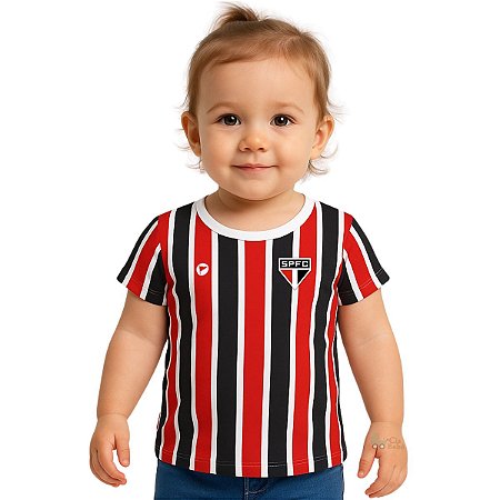 Camisa Bebê São Paulo Baby Look Listrada Oficial