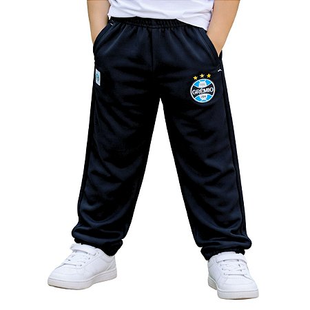 Calça Grêmio Preta Bebê Infantil Juvenil Flanelada Oficial