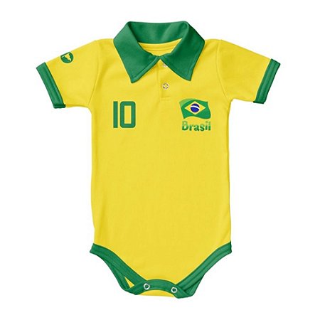 Body Bebê do Brasil Amarelo Torcida Baby