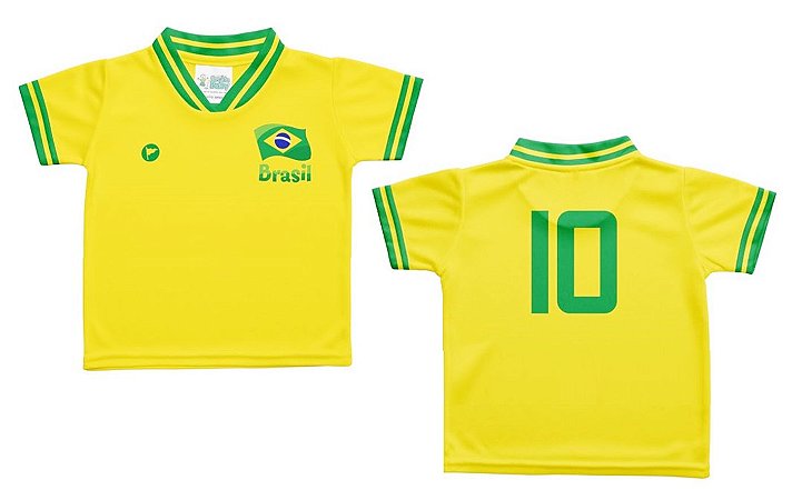 Camiseta Bebê Brasil Amarela Torcida Baby