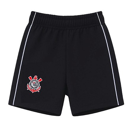 Shorts Infantil Corinthians Bermuda Calção Preto Oficial