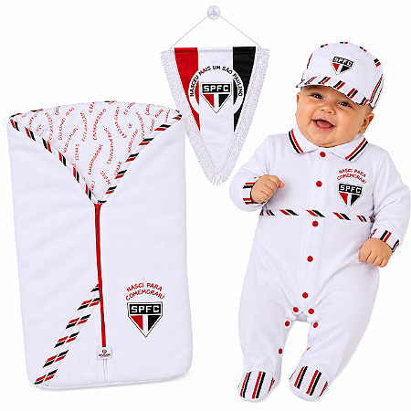 Kit Bebê São Paulo Saída de Maternidade Com 4 Pçs Oficial