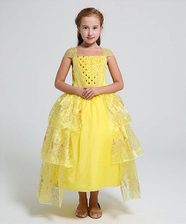 vestido da princesa bela infantil