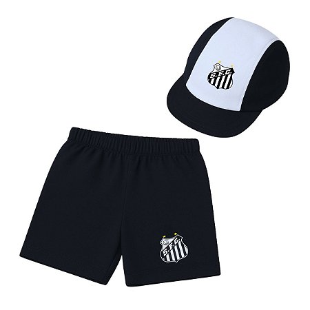 Kit Bebê Santos Com Shorts e Boné Oficial