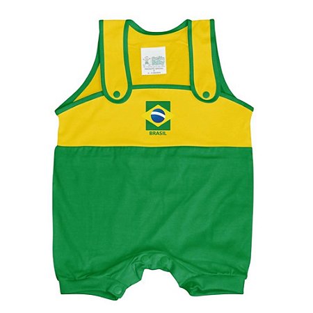 Macaquinho Bebê Brasil Verde Amarelo Torcida Baby