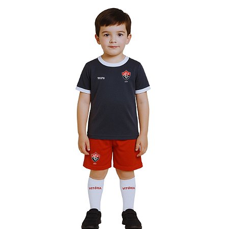 Uniforme Infantil Vitória Conjunto Artilheiro Preto Oficial