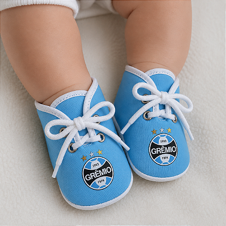 Sapatinho Chuteirinha Bebê Grêmio Azul Oficial