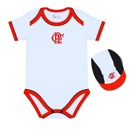 Kit Bebê Flamengo 2 Peças com Body e Boné Oficial