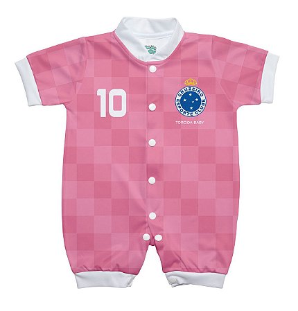 Macacão Bebê Cruzeiro Curto Rosa - Torcida Baby