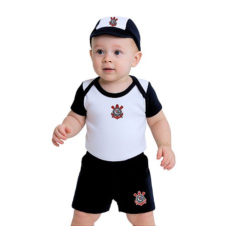 Kit Conjunto Corinthians Body Shorts e Boné Oficial