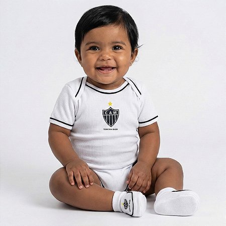 Body e Pantufa Atlético MG Branco - Torcida Baby