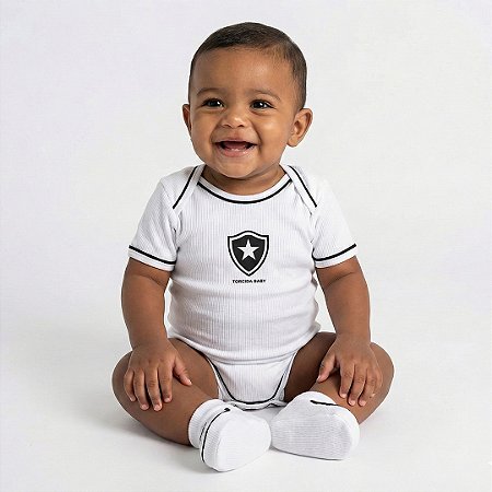 Body e Pantufa Botafogo Branco - Torcida Baby