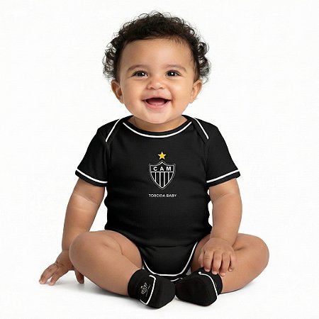 Body e Pantufa Atlético MG Preto Torcida Baby