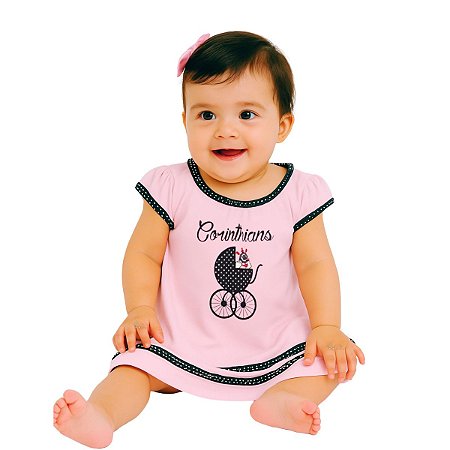 Vestido Bebê Corinthians Rosa Carrinho Oficial