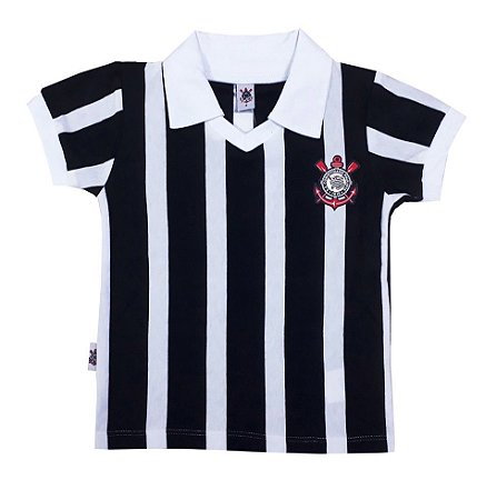Camisa Bebê Corinthians Preta Retrô Oficial