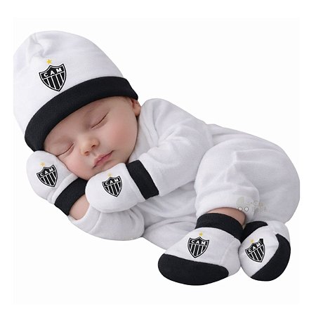 Kit Bebê 3 Pçs Atlético MG Touca Luva e Meia Oficial