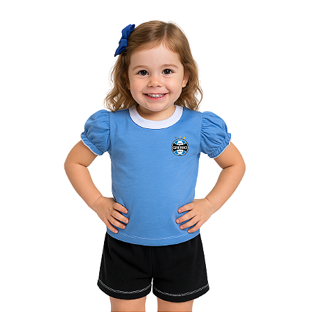 Camisa Infantil Grêmio Baby Look Azul Oficial