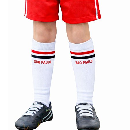 Meião Futebol São Paulo FC Infantil Juvenil Branco Oficial