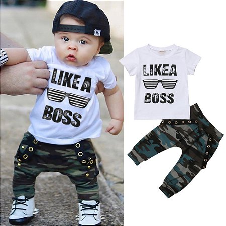 Roupa Bebê Estiloso Conjunto Camiseta e Calça Fashion - Cia Bebê