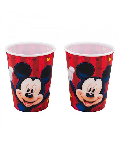 Jogo Com 2 Copos Plástico Mickey 400ml Disney