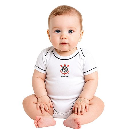Body Bebê Corinthians Oficial Branco - Torcida Baby