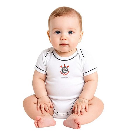 Body Bebê Corinthians Oficial Branco - Torcida Baby