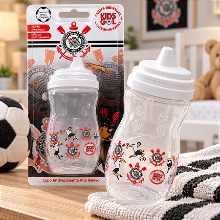 Copo Infantil Corinthians Alto Relevo Com Bico Kids Gol