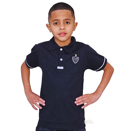 Camisa Polo Infantil Atlético MG Preta Oficial