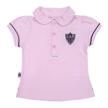 Camisa Polo Infantil Atlético MG Rosa Oficial