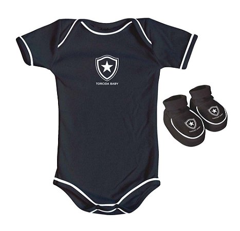 Kit Bebê Botafogo 2 Peças Preto Torcida Baby