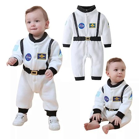 Macacão Bebê Astronauta Infantil Traje Espacial Branca