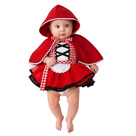 Fantasia Bebê Chapeuzinho Vermelho Vestido e Chapéu