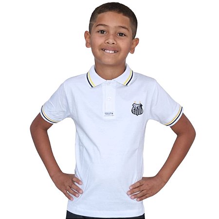 Camisa Santos Infantil Gola Polo Branca Oficial