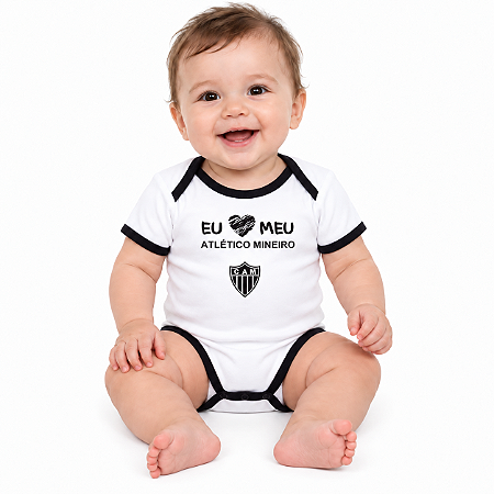 Body Bebê Atlético MG Frase Eu Amo Meu Atlético Oficial