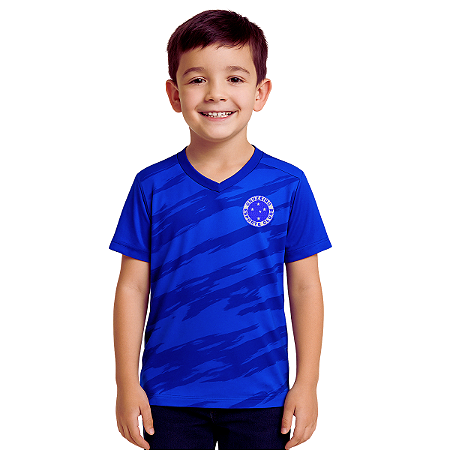 Camiseta Cruzeiro Infantil Azul Faixas Oficial