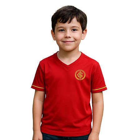 Camiseta Internacional Infantil Ouro Estampa Dourada Oficial