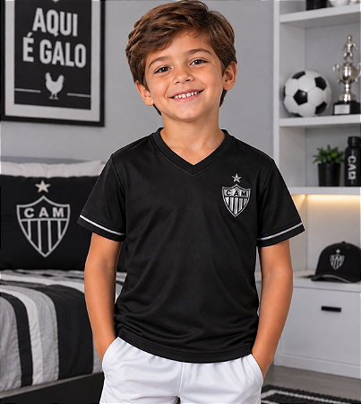 Camiseta Atlético MG Infantil Estampa Prateada Oficial