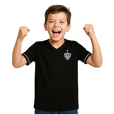 Camiseta Atlético MG Infantil Estampa Prateada Oficial