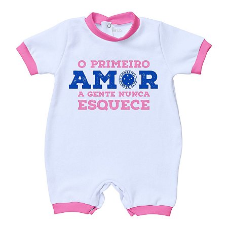 Macacão Bebê Cruzeiro Primeiro Amor Rosa Oficial