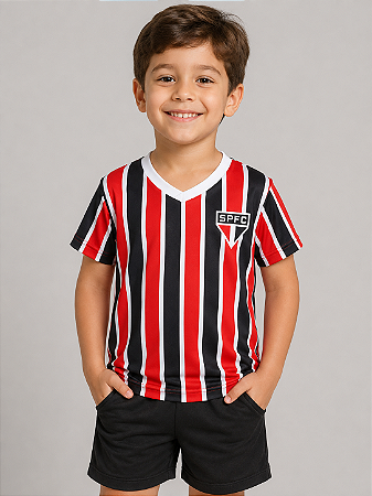 Camiseta São Paulo Infantil Listrada Tricolor Oficial