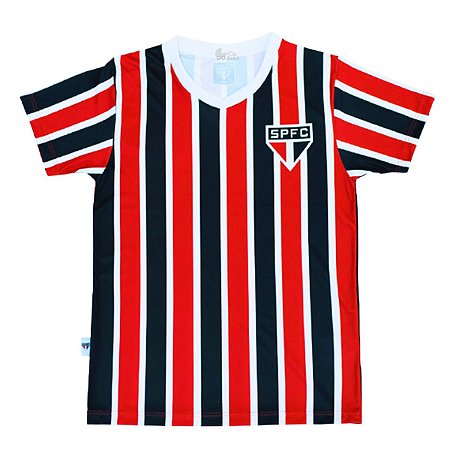 Camiseta São Paulo Infantil Listrada Tricolor Oficial