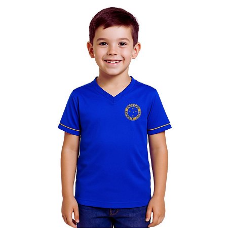 Camiseta Infantil Cruzeiro Ouro Estampa Dourada Oficial