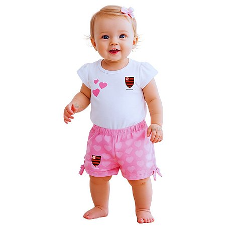 Conjunto Bebê Flamengo Rosa Oficial - Torcida Baby