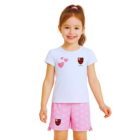 Conjunto Infantil Flamengo Rosa Oficial - Torcida Baby