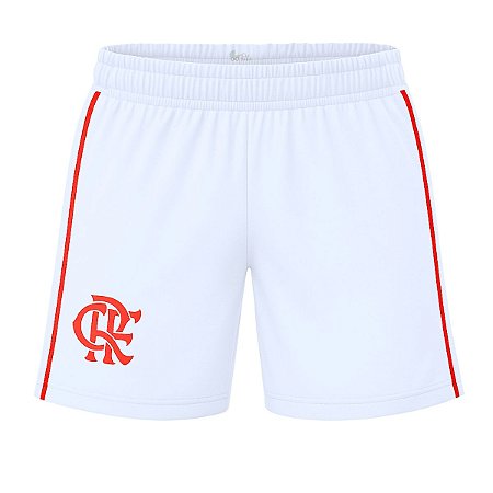 Shorts Flamengo Bebê Infantil Juvenil Branco Oficial