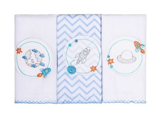 Kit Paninho De Boca Bordado Com 3 Pçs Planetas Papi