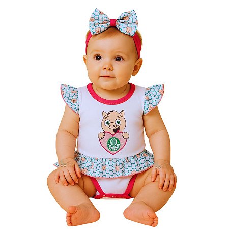 Body Vestido Palmeiras Coração Com Laço Oficial