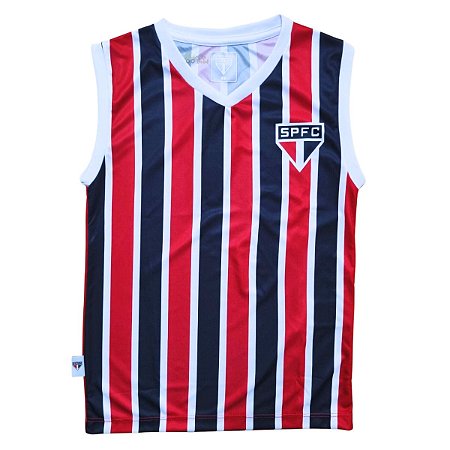 Camiseta Infantil São Paulo Regata Listrada Oficial