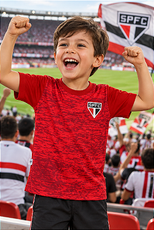 Camiseta Infantil São Paulo Rajada Vermelha Oficial